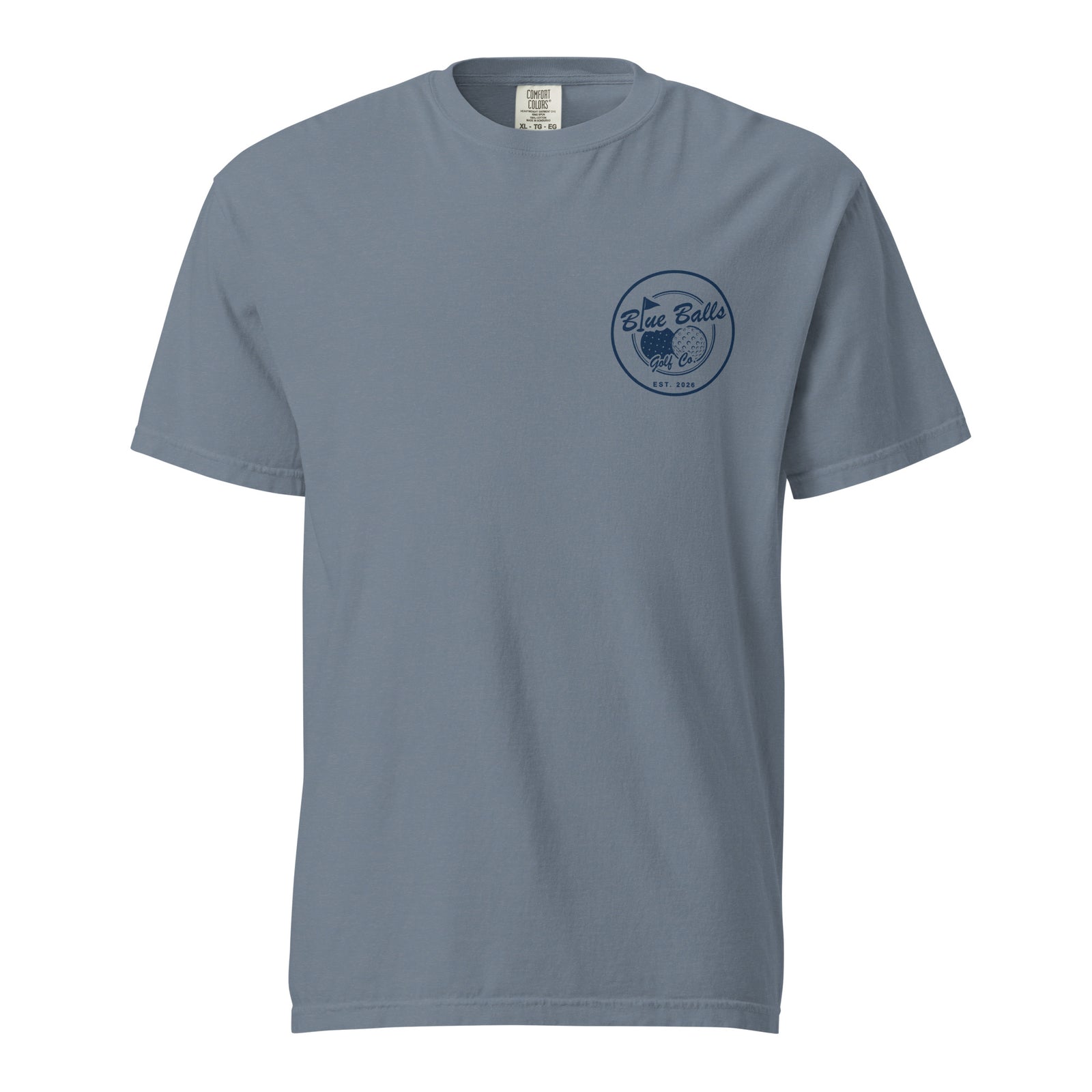 IM GREAT WITH MY WOOD 1ST EVER DROP TEE blue jean front