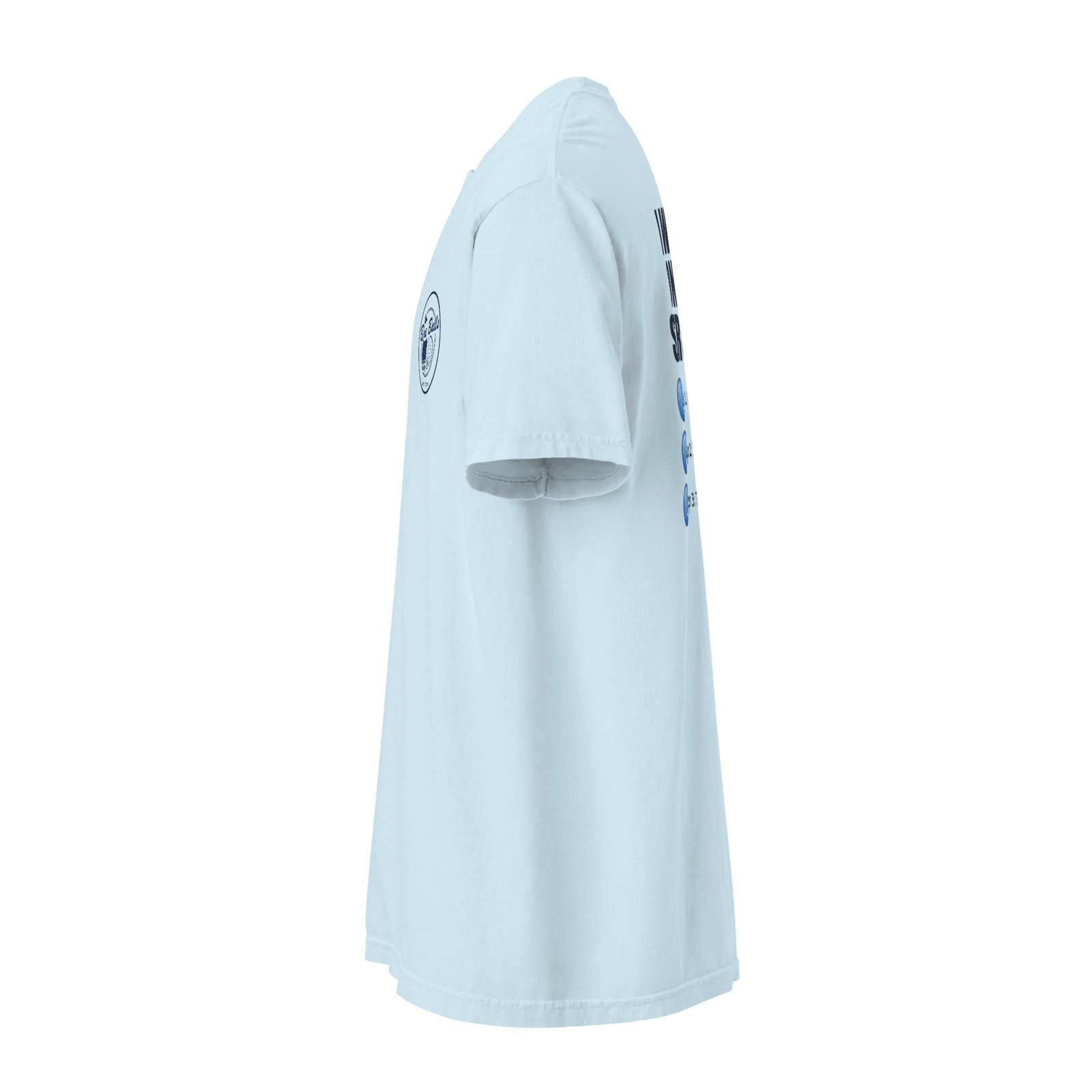 I Work On My Strokes Tee chambray left sleeve